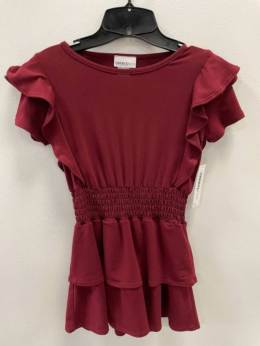 NEW CHERYL CREATIONS girls odette dress in burgundy